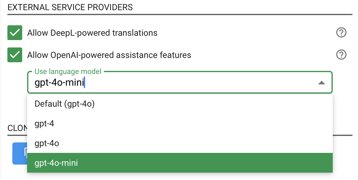 Choose the GPT Version in the project settings