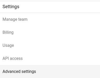 Advanced settings