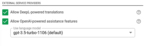 Project settings